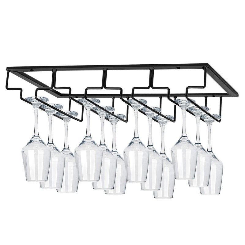MOCOUM Wine Glasses Rack Under Cabinet Stemware Rack,Wine Glass Hanger Rack Wire Wine Glass Holder Storage Hanger for Cabinet Kitchen Bar (4 Rows) - Image 1
